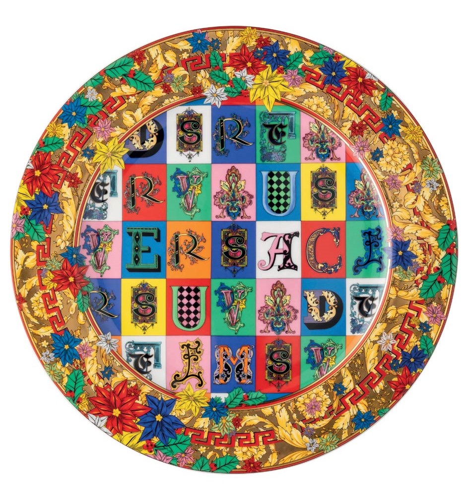Versace Christmas Holiday Alphabet Christmas Plate_Versace Christmas