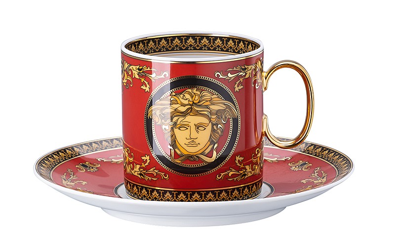 Versace Medusa Red Modern Coffee Cup & Saucer_Versace Medusa Red