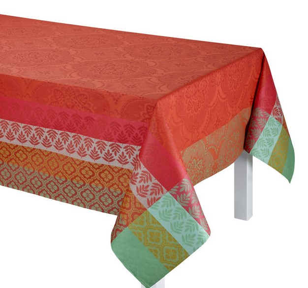 Le Jacquard Francais Bastide Red Pepper Coated tablecloth 69" x 98"