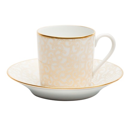 Haviland Karakusa White Gold Coffee Cup Saucer