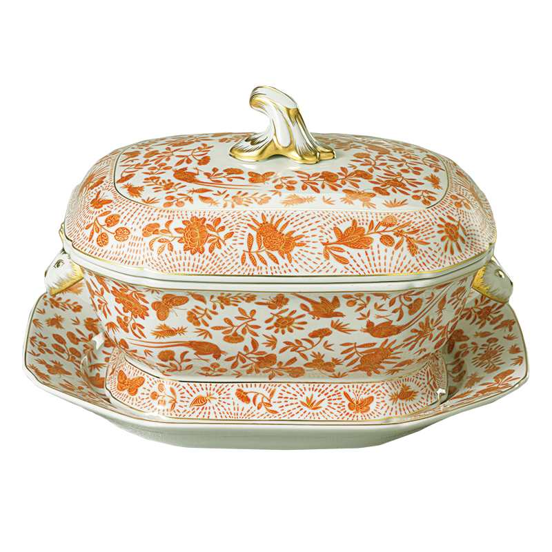 Mottahedeh Sacred Bird & Butterfly Octagonal Tureen and Platter