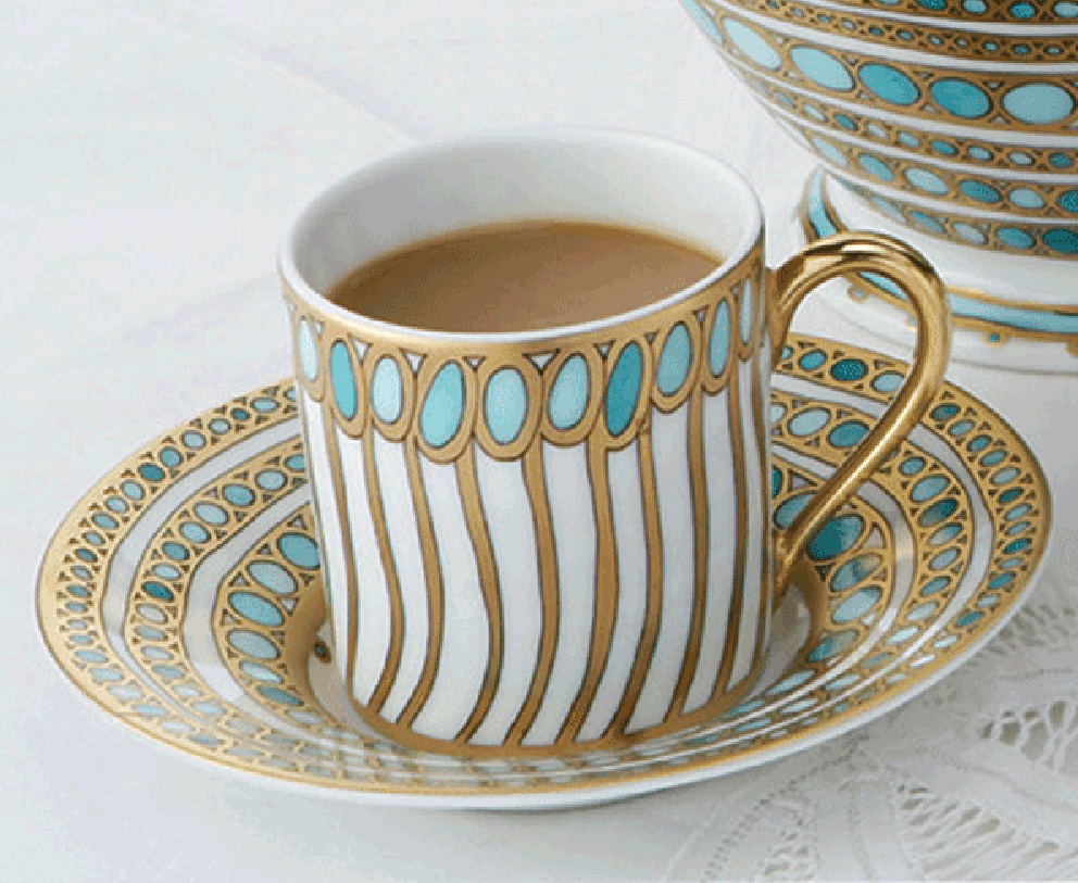 Robert Haviland Syracuse Turquoise Demitasse Cup and Saucer