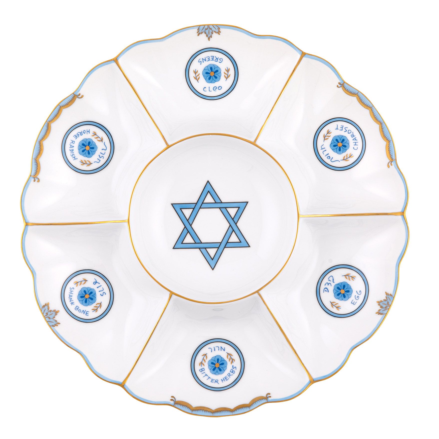 Herend Seder Plate Blue_Herend Seder Plate_New Herend Seder Plate