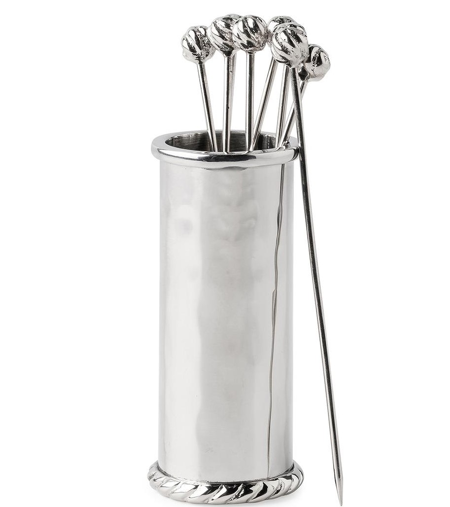 Juliska Graham Cocktail Picks (8) & Holder_Juliska Graham Metal Bar