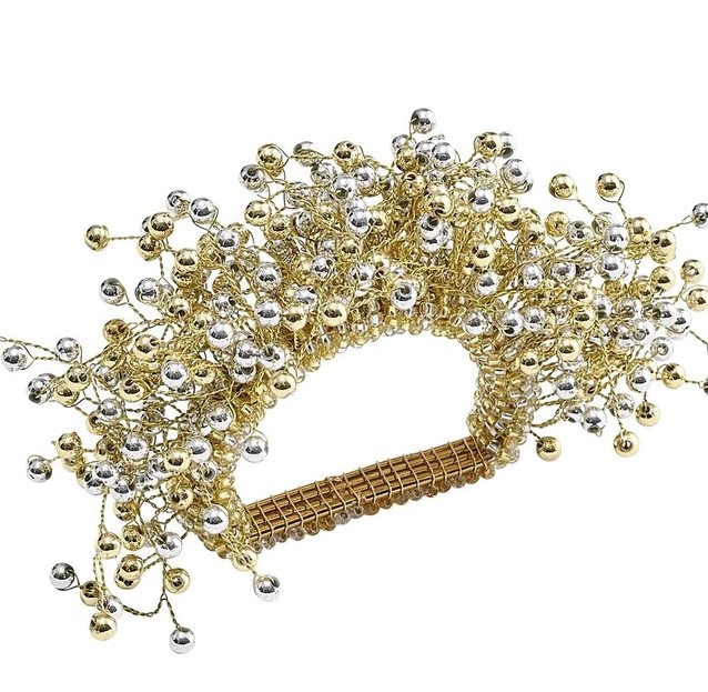 Kim Seybert Spray Gold/Silver Napkin Ring Set 4 Kim Seybert Napkin