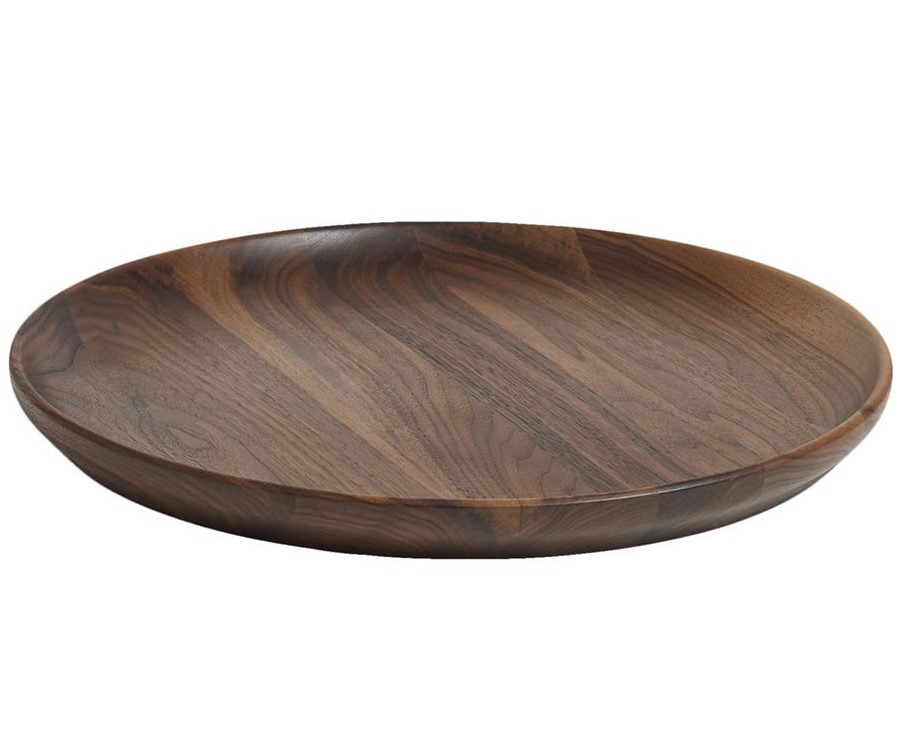 Andrew Pearce 16 Round Wood Serving Platter Tray Black Walnut