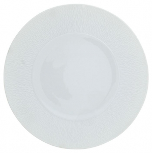 Raynaud Mineral White Buffet Plate Coupe Engraved Rim - 12.6"