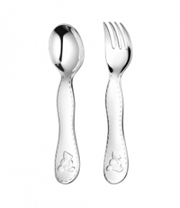 Christofle Charlie Bear Silver Plated 2 Piece Dinner Set