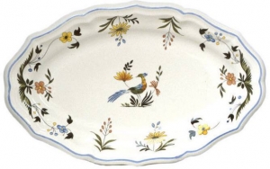 Gien Oiseaux De Paradis Large Oval Platter -16"