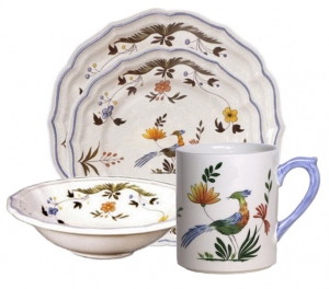 Gien Oiseaux De Paradis 4 Piece Setting
