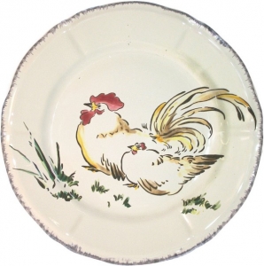 Gien Grands Oiseaux Dessert Plate - Nagasakai Rooster (Coq Nagasaki)