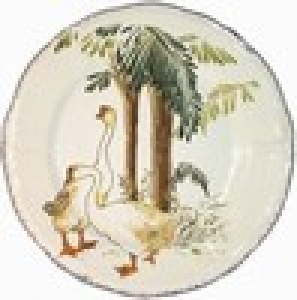 Gien Grands Oiseaux Dessert Plate - Swans (Cygnes)