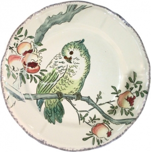 Gien Grands Oiseaux Dessert Plate - Cockatoo (Cacatoes)