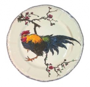 Gien Grands Oiseaux Dinner Plate - Rooster ( Coq )
