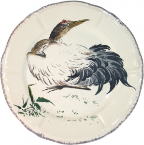 Gien Grands Oiseaux Dinner Plate - Gray Crane (Grue Cendree )