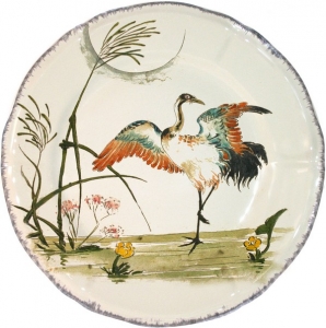 Gien Grands Oiseaux Dinner Plate - Crane( Grue)