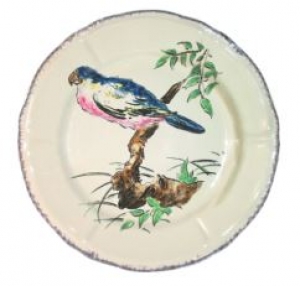 Gien Grands Oiseaux Dinner Plate - Parakeet( Perroquet )