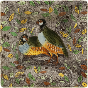 Gien Rambouillet Large Square Tray - Partridge