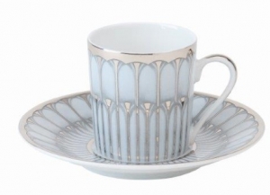 Philippe Deshoulieres Arcades Grey & Platinum Coffee Cup (Espresso)- 3 oz