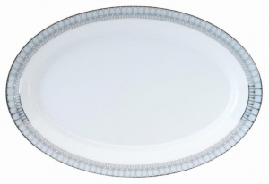 Philippe Deshoulieres Arcades Grey & Platinum Oval Platter - 16"