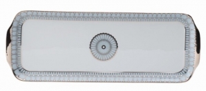 Philippe Deshoulieres Arcades Grey & Platinum Rectangular Cake Platter - 16"