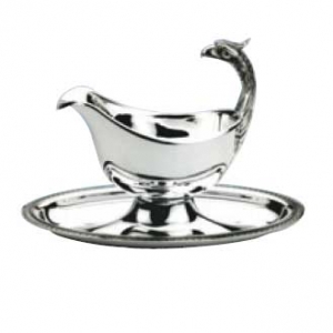 Christofle Malmaison Oval Gravy Boat w/ Fixed Stand