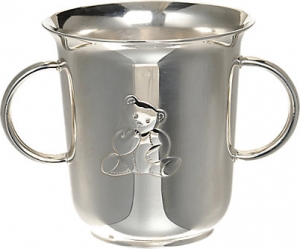 Christofle Charlie Bear Silver Plated Baby Cup w/ 2 Handles