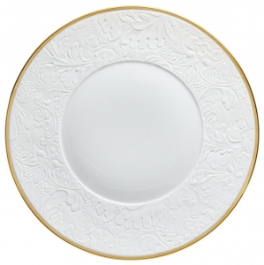 Raynaud Italian Renaissance Filet Gold Filet Dessert Plate w/ Engraved Rim - 9.4"