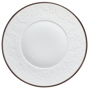 Raynaud Italian Renaissance Filet Platinum Dessert Plate w/ Engraved Rim - 9.4"