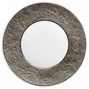 Raynaud Italian Renaissance Platinum Dessert Plate w/ Engraved Rim - 9.4"