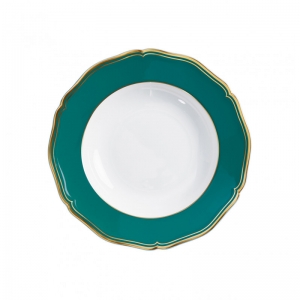 Raynaud Mazurka Or Turquoise French Rim Soup- 9.1"