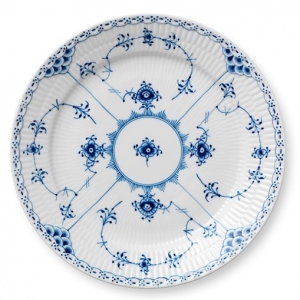 Royal Copenhagen Blue Fluted Half Lace Luncheon Plate - 9.8"