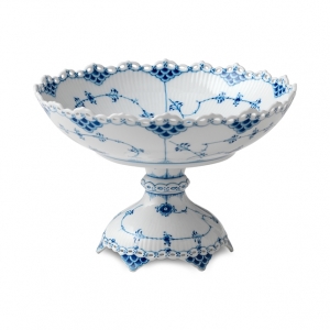 Royal Copenhagen Blue Fluted Full Lace Bowl on High Foot