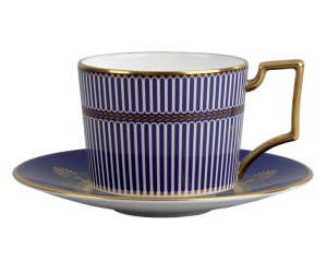 Wedgwood Anthemion Blue Iconic Teacup + Saucer