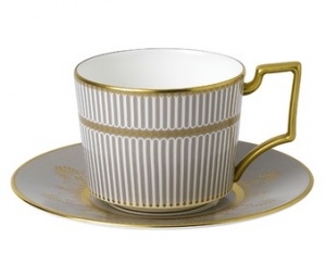 Wedgwood Anthemion Grey Teacup & Saucer Set