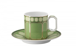 Rosenthal x Swarovski Signum Fern Green Coffee Cup + Saucer - 6 oz.