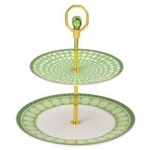 Rosenthal x Swarovski Signum Fern Green Etagere - 2 Tier