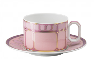 Rosenthal x Swarovski Signum Rose Pink Tea Cup + Saucer - 8 oz.