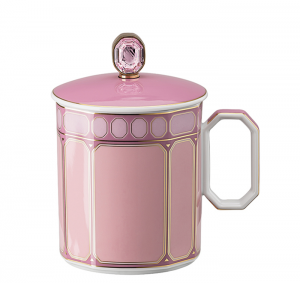 Rosenthal x Swarovski Signum Rose Pink Mug w/ Lid - 13 oz.