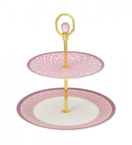 Rosenthal x Swarovski Signum Rose Pink Etagere - 2 Tier