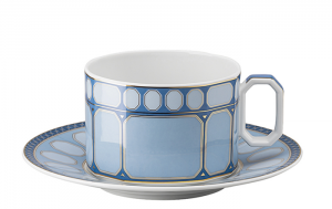 Rosenthal x Swarovski Signum Azure Blue Tea Cup + Saucer - 8 oz.