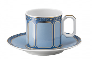 Rosenthal x Swarovski Signum Azure Blue AD Cup + Saucer - 3 oz.