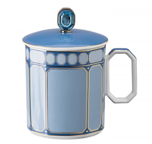 Rosenthal x Swarovski Signum Azure Blue Mug w/ Lid - 13 oz.