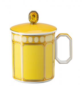 Rosenthal x Swarovski Signum Jonquil Yellow Mug w/ Lid - 13 oz.