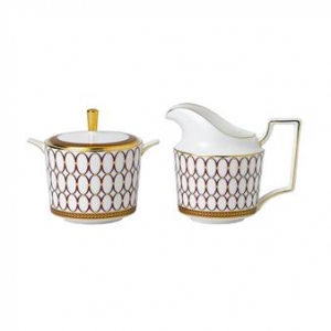 Wedgwood Renaissance Red Sugar & Creamer
