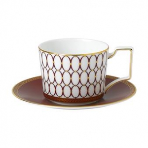 Wedgwood Renaissance Red Teacup + Saucer - 8oz.