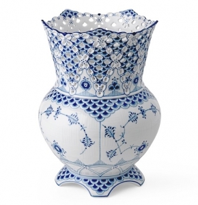 Royal Copenhagen Blue Fluted Full Lace Vase - 8.7"