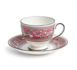 Wedgwood Florentine Fuchsia Teacup + Saucer