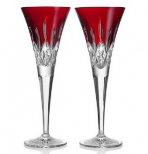 Waterford Crystal Lismore Red Toasting Flute  - Pair