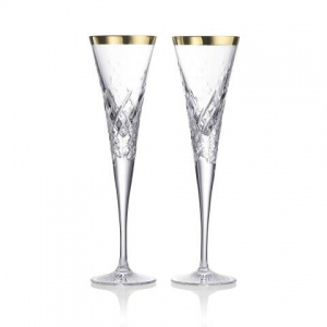 Waterford Crystal Celebration Toasting Flute Pair / Gold